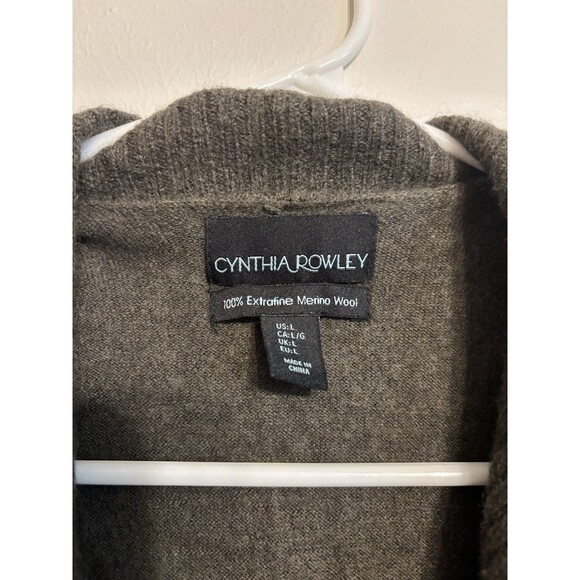 Cynthia Rowley Large Vest 100% Extra Fine Merino Wool Shawl Collar Ribbed Knit - Picture 4 of 5